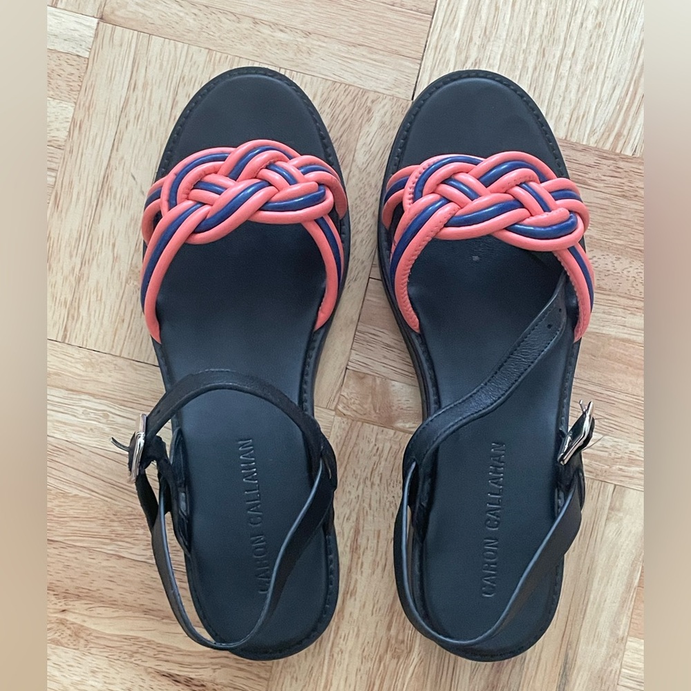 Caron Callahan Black and Pink Knotted Sandals